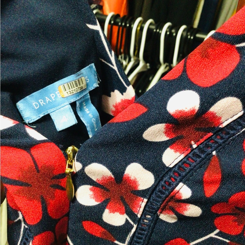 Draper James Red and Blue Floral Midi Dress - Picture 3 of 8